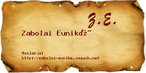 Zabolai Euniké névjegykártya